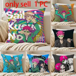 Disastrous Life S-Saiki K Pillow Case Anti-dustmite Pillowcase Sofa Cushion Cover with Invisible Zipper Silky Short Plush Polyester Microfiber Fabric White Available in Standard Sizes for Home Bed Use