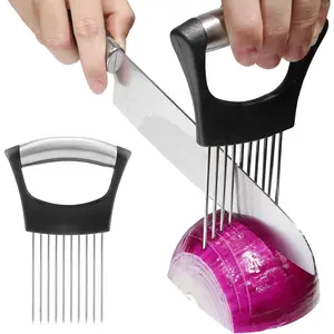 Onion Holder for Slicing, Lemon Slicer Onion Cutter for Slicing, Vegetable Cutter for Potato and Tomato, Avocados, Eggs, Food Slicer Assistant Tool for Slicing Fruit Lemon and Meat No Brand