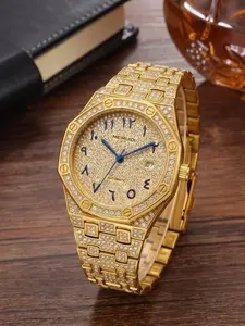 Men's Full Diamond Arabic Dial Mechanical Watch, High-End Business Casual Trendy Men's Wristwatch, Luxury Timepiece, Automatic Watch
