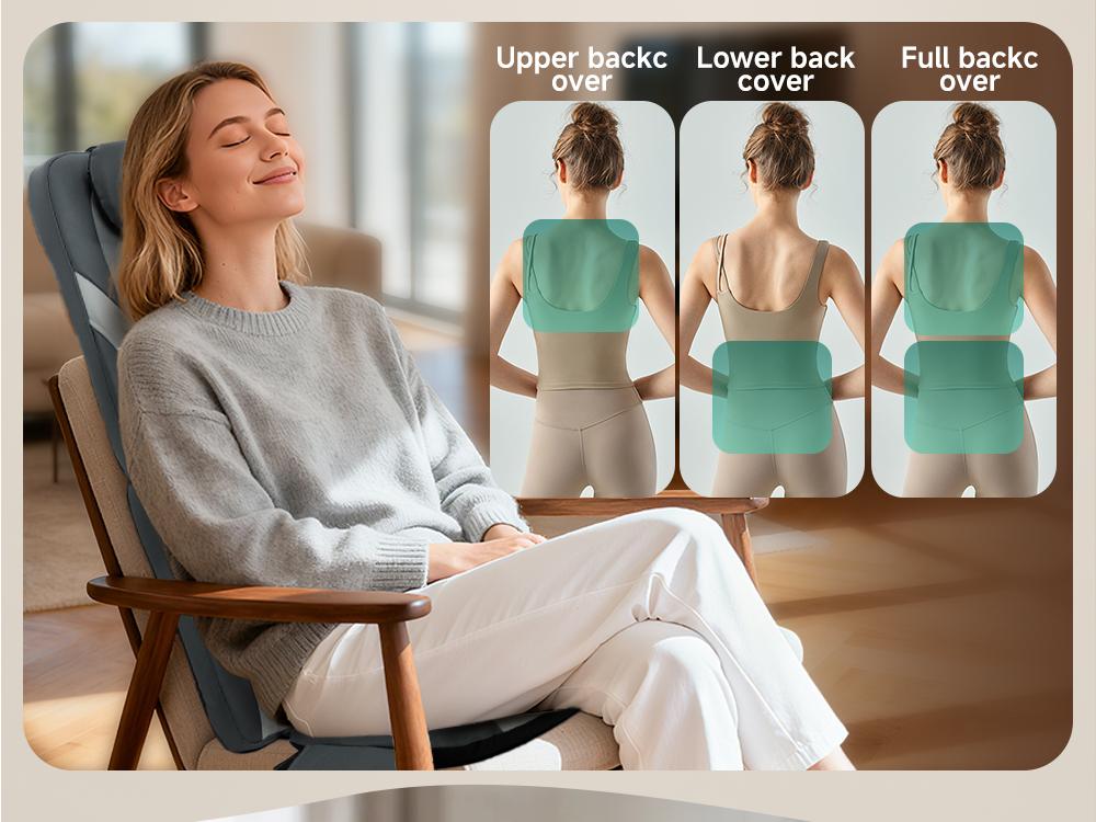 Snailax Gifts for Men Women Chair Back Massager for Full Back Pain Relief Deep Tissue, Vibration Heated Seat Cushion Long Track Dual 3D Shiatsu Rollers, 3 Height Settings Foldable Massage Chair Pad