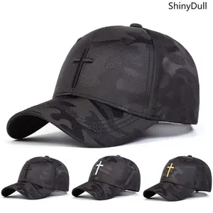 Camouflage Cross Embroidered Baseball Cap – Adjustable Outdoor Hat for Men & Women