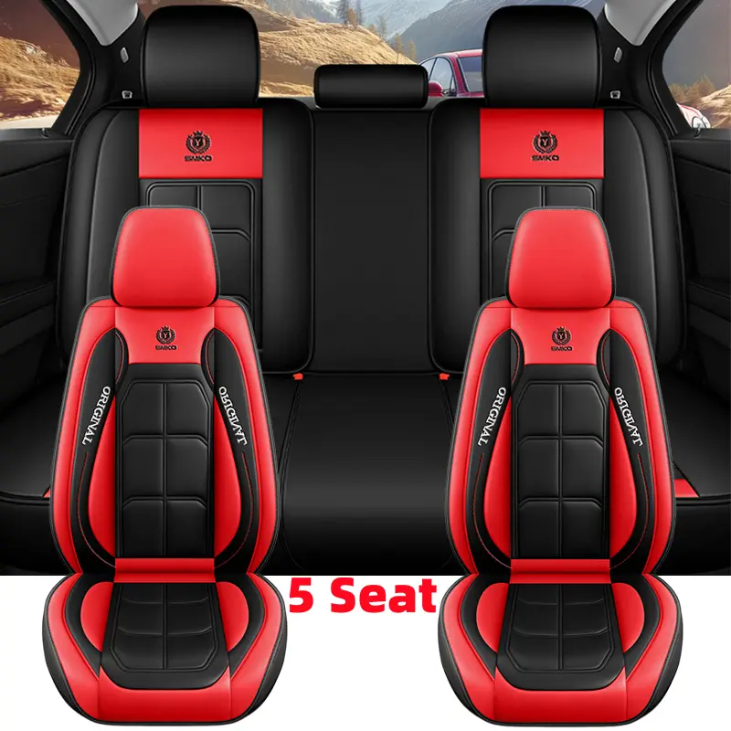 protector Auto Accessory Car Seat Covers - Waterproof & Wear-Resistant PU Leather - Five-Seat Full Vehicle Protection - Anti-Scratch & Durable Front & Rear Muscle Seat Covers