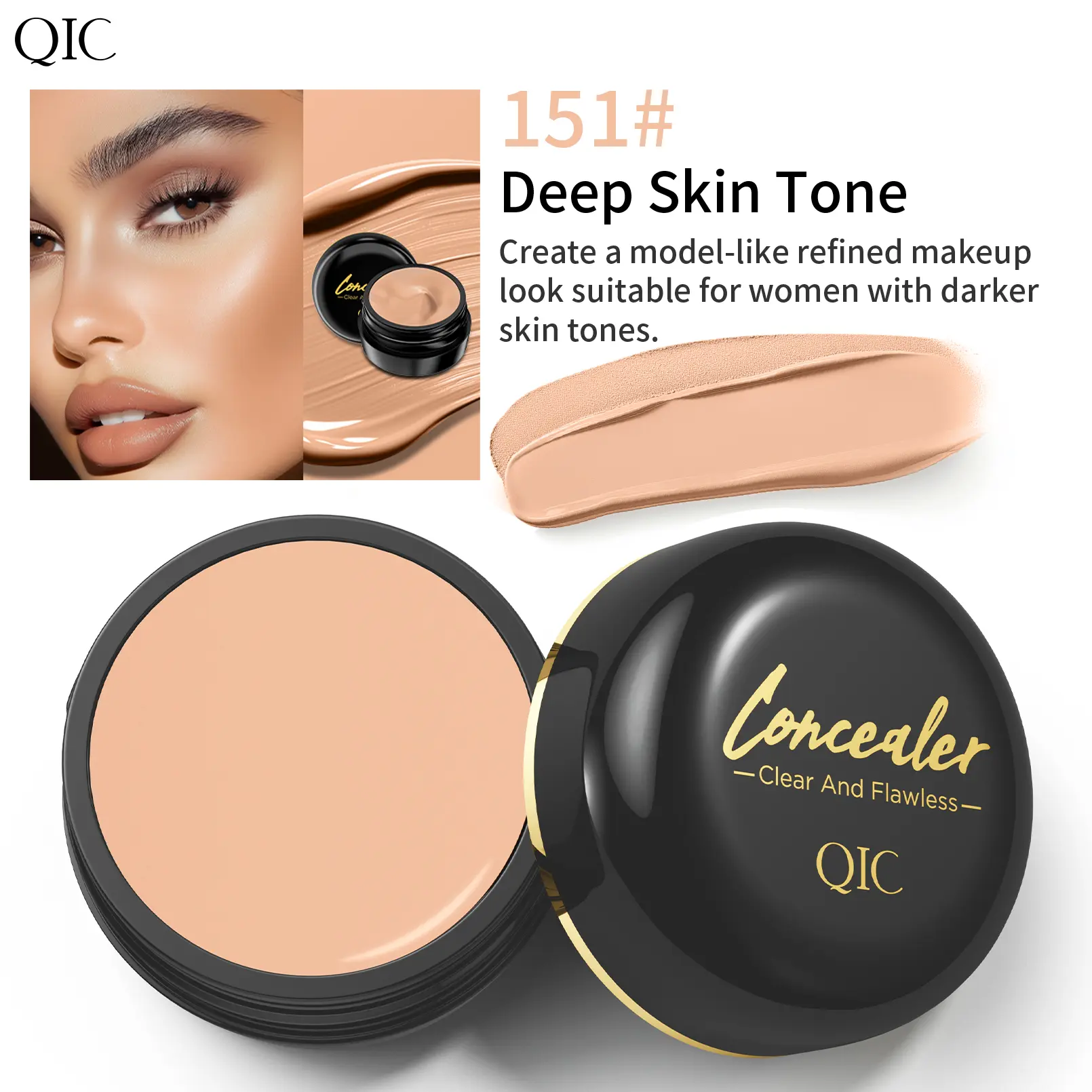 130# Light Concealer Balm - Concealer Foundation, Full Coverage, Lightweight Matte Finish, Long-Wearing, Water-Resistant, Second Skin Cover, Multi-Use for Dark Circles & Blemishes, Flawless Makeup Cosmetic, Suitable for Any Tone & All Skin Types