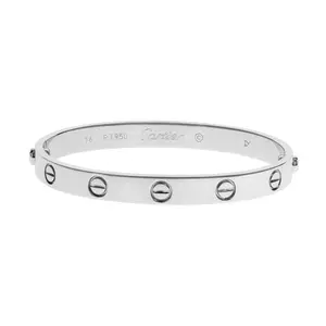 Pre-owned Cartier Love Bangle Bracelet Platinum Size 16