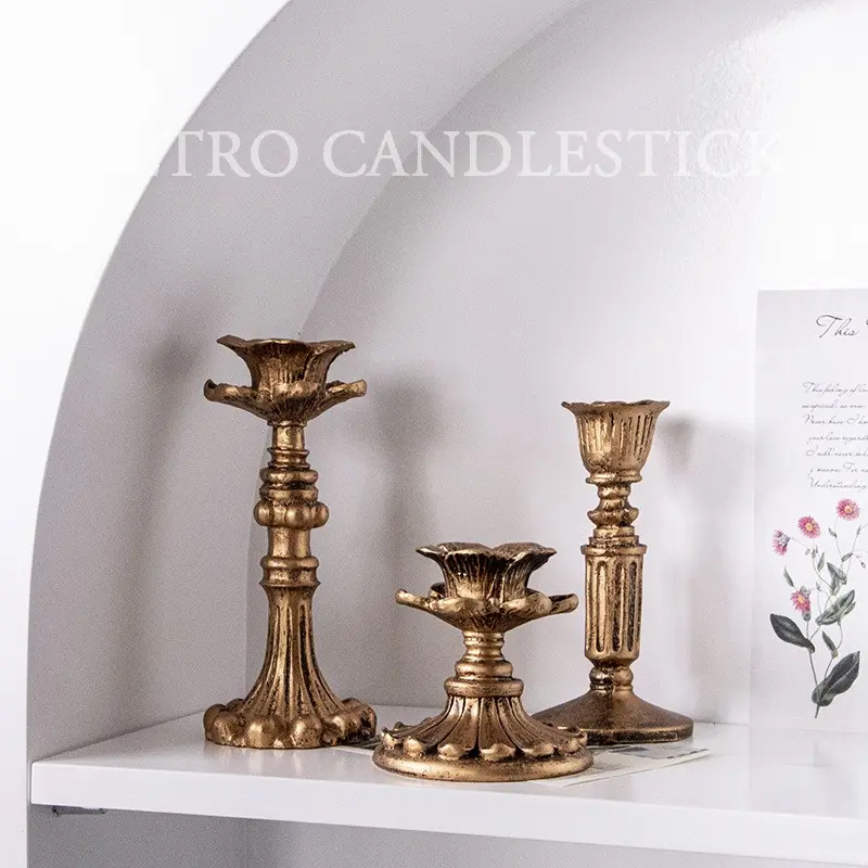 3 Piece Gothic Candle Holder Set, French Vintage Antique Candle Holders, Candle Stick Holders, Minimalist Decor for Weddings, Halloween & Holiday Home Decoration