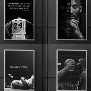 Kobe Bryant Motivational Poster, Inspirational Wall Art, Black & White Basketball Print, Sports Art Decor, Motivational , Unframed Posters