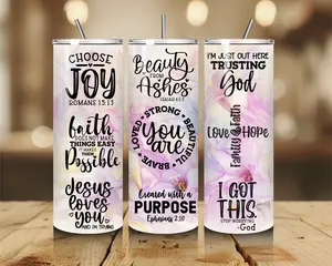 Beauty From Ashes 20oz Stainless Steel Tumbler with Glossy Finish Double Wall Vacuum Insulated Includes Reusable Metal Straw and Cleaner