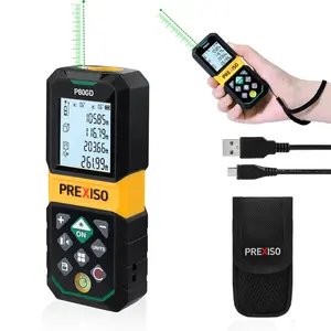 #fathersdaygift PREXISO Laser Measure Rechargeable, 265Ft Green Beam Laser Measurement Tool with Angle Sensor& 30 Sets Data Storage &1/4"-20 Threaded Hole - Ft/Ft+in/in/M Units - Pythagorean Mode, Area, Volume