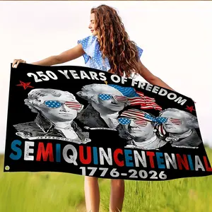 1pc George Washington 250 Years of Freedom American Flag - Durable for Both Outdoor And Indoor Patriotic Decor Featuring a Canvas-Like Header And Double-Stitched Edges - Weather-Resistant Polyester Banner Suitable for The 4Th of July