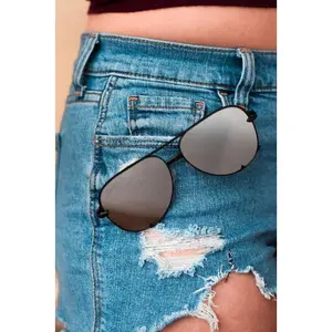 Black/Silver  Unisex Aviator Sunglasses