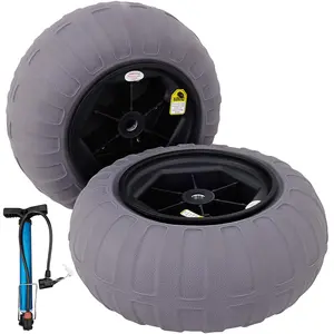 VEVOR 2-Pack TPU Material Beach Balloon Wheels, 15.7in Replacement Sand Tires for Kayak Dolly, Canoe Cart, Buggy with Free Air Pump