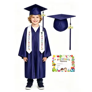 2026 Kindergarten Graduation Gown Set, Kids Doctoral Cap and Gown with 2026 Tassel and Graduation Certificate, Unisex Academic Outfit for Preschool Primary School Graduation Photos, Ideal Graduation Gift for Students