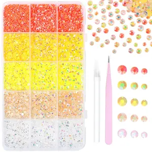 12000 count  Jelly Rhinestones for Crafting, Multi Sizes Flatback Yellow Color , Bedazzling  with Pickup Tool for DIY Crafts Clothing Shoes Fabric  Art