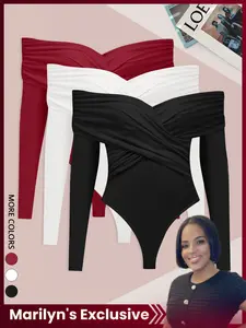 Women's Jumpsuit Sexy Strapless Fashion Slim Fit Bodycon Ruched Long Sleeve Comfortable Casual Wear Perfect for Daily