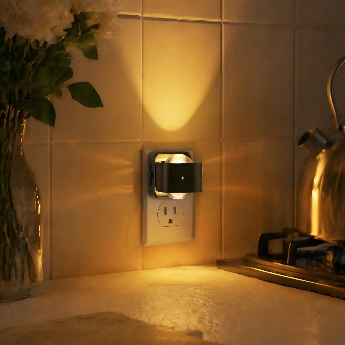 LOHAS LED Night Light Projector, Night Lights Plug into Wall, Dusk to Dawn Sensor, 180°Rotating Nightlight for Kids, 0-150LM Dimmable Soft White Ambient Lighting for Bathroom, Decor, Gifts
