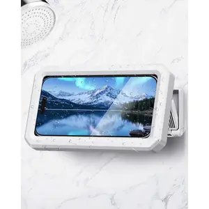 Shower Phone Holder Waterproof - 480° Rotatable Retractable Adjustable Phone Case for Shower - Bathroom Accessories Wall Mount Phone Holder for iPhone 17/16 Pro Max, S25 Ultra,4-7" Cellphones