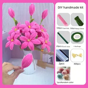 623pcs Multicolor Lily Twist Rod Pipe Cleaner Craft Kit, Chenille DIY Handmade Project, Perfect for Wedding Bouquets and Party Decorations