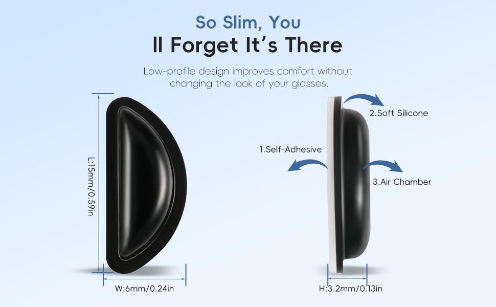 2-4-8 Pairs Silicone Eyeglass Nose Pads Compatible with Ray-Ban Meta Smart Glasses Wayfarer Headliner Skyler, Anti-Slip Self-Adhesive Nose Cushion Accessories, Comfort Replacement Nose Grips