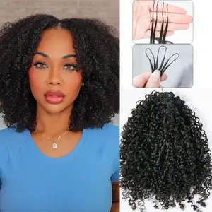 YWIGS Multi-Textured Kinky Curly Crochet Human Hair Extensions Knotless Pre-Separated 60g / Bundle - Time-Saving, 50 Strands per Bundle, 4 to 5 Bundles Recommended for a Full Head