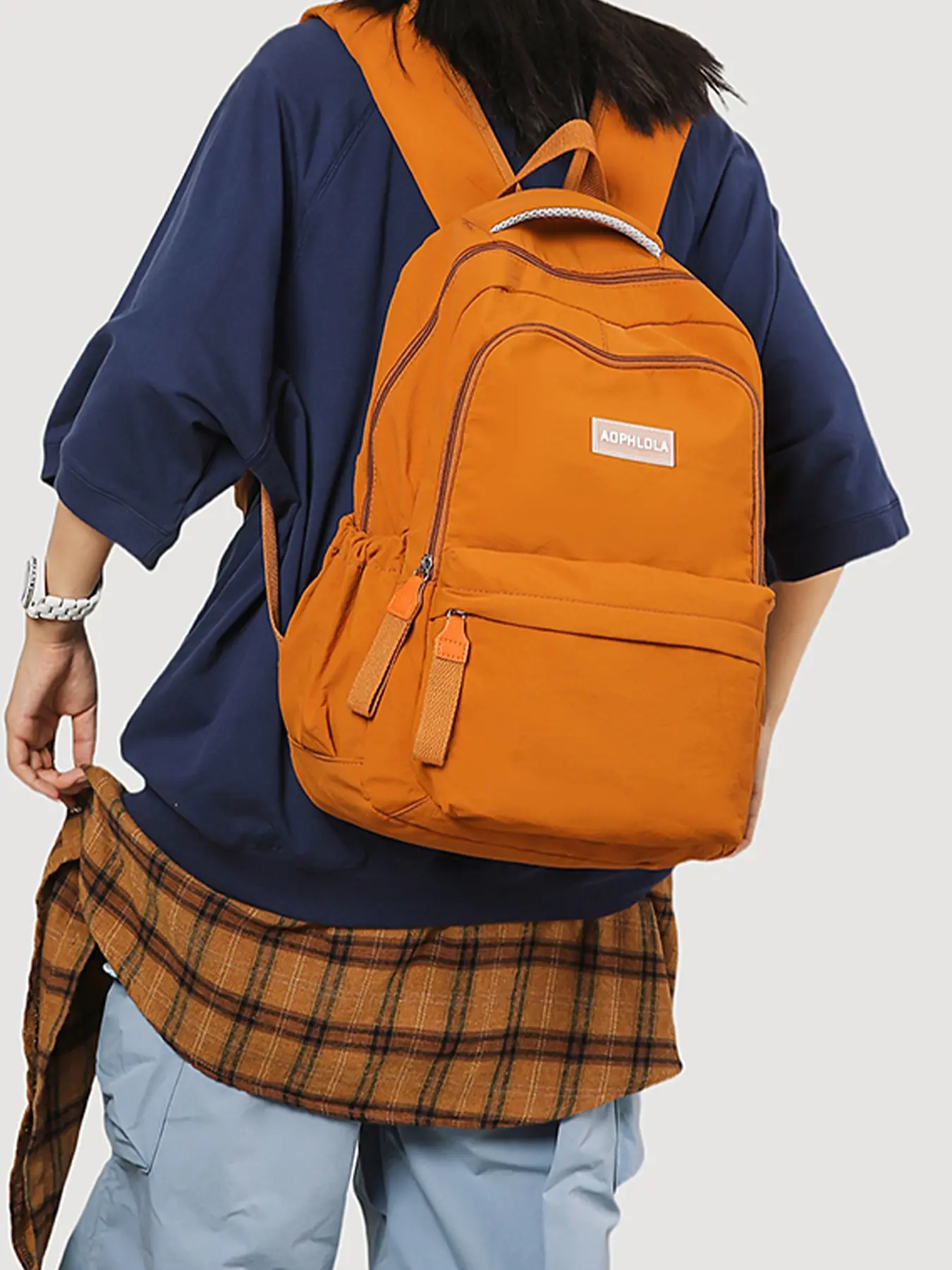 1pc  Solid color women's backpack, large capacity backpack with zipper closure, fashionable and versatile, casual and simple, suitable for students to go to school, campus, travel, Travel Backpacks, shopping, women's backpack, Stylish Daypack
