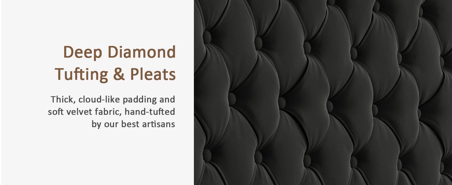 AMERLIFE 61.4" Tall Bed Frame, Modern Upholstered Bed, Wingback Headboard, Velvet Tufted Handcrafted Pleat Deep Button/Comfort Luxury Design/Interior Wood Slats/No Box Spring Needed, Queen/King Size/Best Gift Ideas/Christmas Gifts