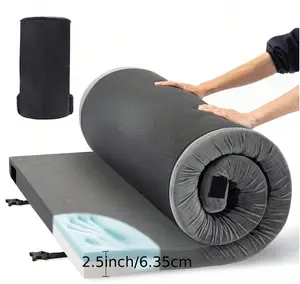 Memory Foam Camping Mattress For Outdoor Sleeping, Porable 2.5" Thickness Roll Up Camping Mattress Pad Mat For Travel Truck Bed Tent Skin Friendly Modern Fashion Style Simple And Atmospheric Design High Reliability