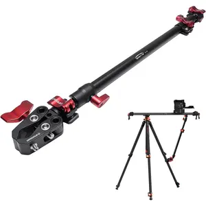 Camera Slider Support Arm Stabilizer SA-32, 32" Length Adjustable Telescoping Support Rod with C Clamps and Quick Release Ballhead for Camera Video Slider Rail and Tripod