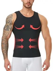 Men's Compression Vest Double Layer Abdominal Support - Breathable Ribbed Slimming Tank Top for Workout & Shaping,fashion,tiktok shop,Shapewear Garment