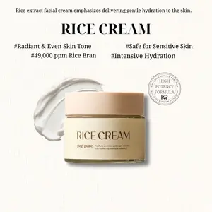 POP PURE Korean Rice Cream Moisturizer - Hydrating & Brightening K-Beauty with Fermented Rice Water & Niacinamide - For Glass Skin & Even Tone (1.76 fl oz)