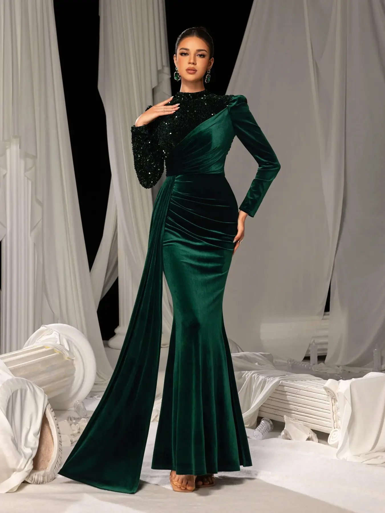 Elegant Velvet Mermaid Tail Maxi Dress Sparkling Sequin Party Gown Luxurious Moss Green Evening Wear for Weddings Cannes Parties - TikTok Shop Elegant Velvet Mermaid Tail Maxi Dress Sparkling Sequin Party Gown Luxurious Moss Green Evening Wear for Weddings Cannes Parties - TikTok Shop
