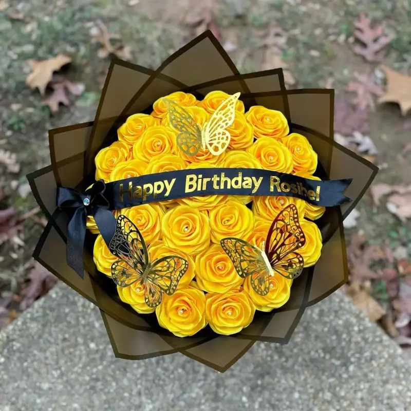 25ct Fresh Yellow Rose Bouquet, Premium Cut Flowers for Gifting, Anniversaries