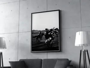 Black & White Motorcycle    – Cool Stunt Rider  Print, Modern Minimalist Living Room Decor quote kitchen     Personalized Pet Portrait Canvas Newspaper Poster brand wall Abstract Gold Ink Splash Mural Time Is Money Painting Custom Blonde art motivational