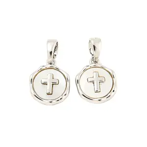 ROUND SILVER CROSS CHARM