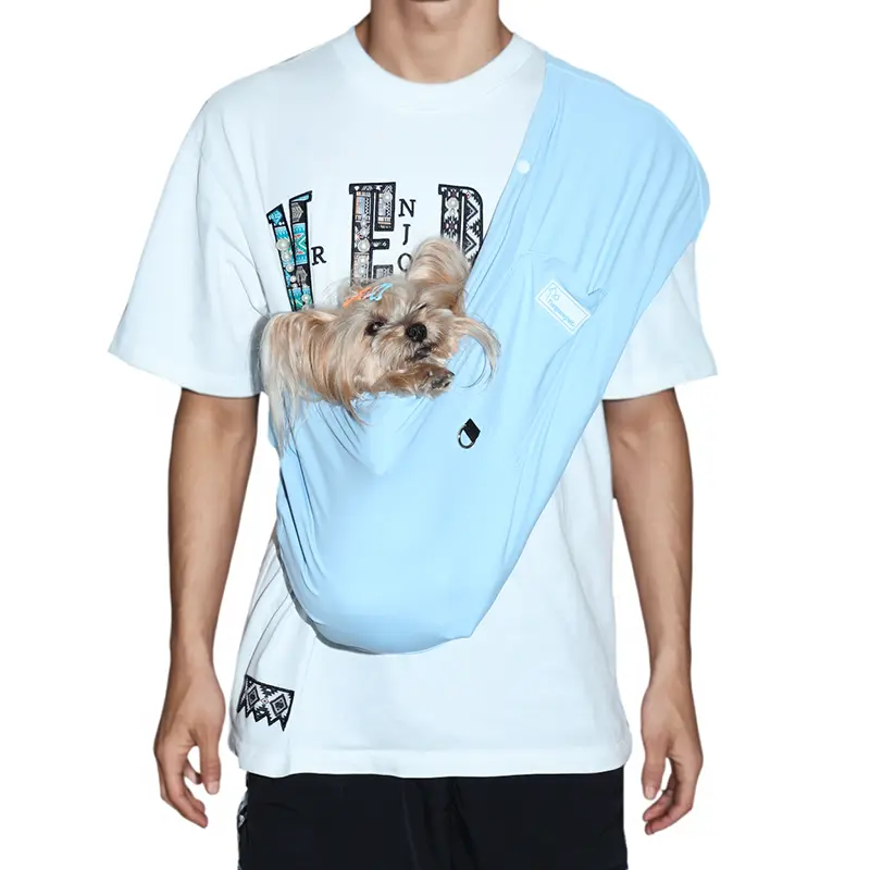 Skyblue Cool Feeling Cat Sling Carrier, Pet Sling Carrier, Large Bonding Sling Handsfree Carrier Pouch for Small Pets - Soft & Secure Design for Chinchillas, Hedgehogs, Rats, Sugar Gliders, Guinea Pigs & More. Dog Sling, Cat Pouch.