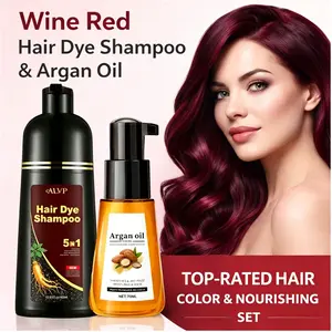ALVP 2026 Shampoo 5 In 1 Herbal Wine Red Color Shampoo for Women & Men Covers  Grays Long Lasting Nourishes Scalp with Ginseng Haircare