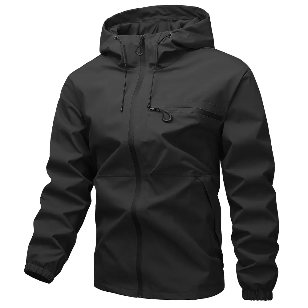 Men's Waterproof Rain Jacket, Windproof Hard Shell Hooded Raincoat Full Zip Lightweight Outdoor Rain Shell Jacket for Hiking Camping Travel