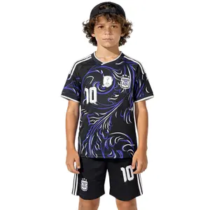 2026 World Cup Argentina National Team Kids' Short-Sleeve Soccer Set Messi #10 Jersey