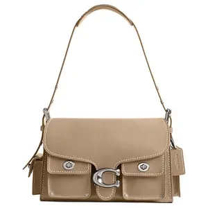 COACH CargoSoft Tabby 26 Leather Crossbody Bag for Women, Biker-Style, Khaki