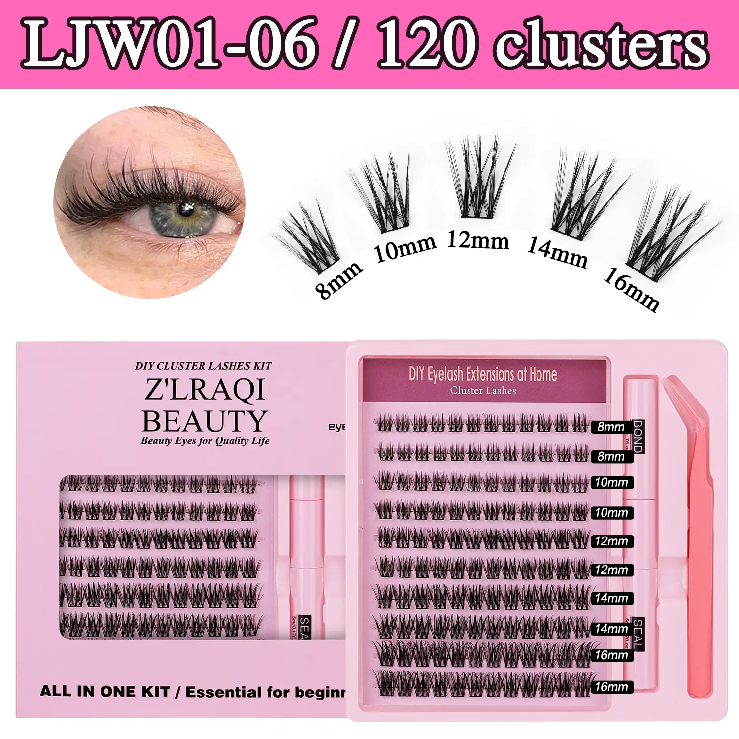 Prettyandme| Natural Airy Cluster Lashes |120 Clusters| Mixed Sizes, No-Makeup Everyday Soft Eye Look