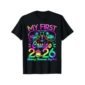 Retro Cruise Vacation Slogan Graphic Crewneck Tee, Colorful Sunglasses Yacht Nautical Letter Print Short Sleeve Top, Breathable Soft Loose Casual Shirt for Everyday Outfit and New Year Holiday Travel Gift Wear