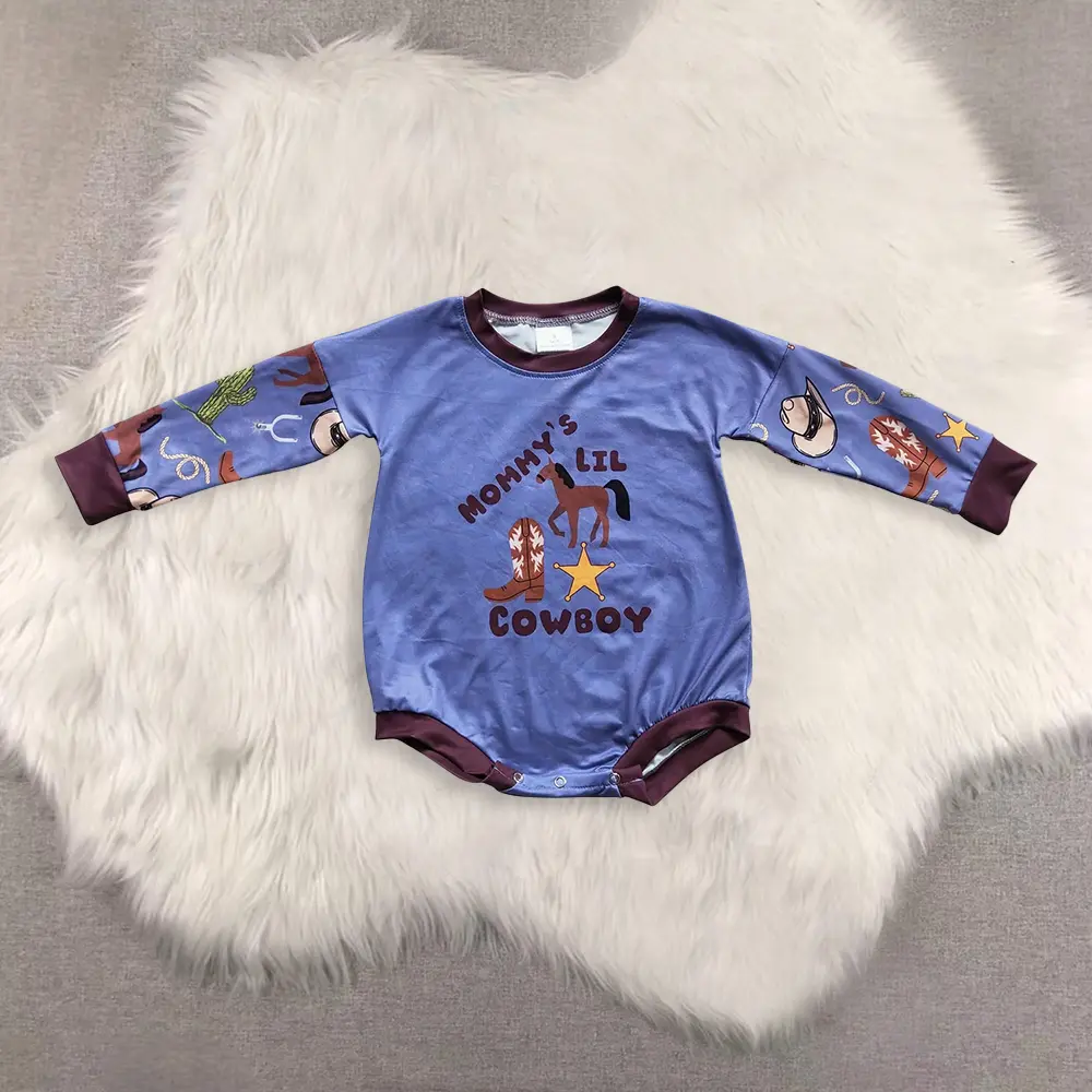 Baby Kids Mommy's Lil Cowboy Western Romper Boot Footwear Set for Little Cowpokes with Horse and Cowboy Print Children Clothes Cute Toddlers Clean Little Baby Outfits Kids Fashion Clothing winter boy clothing kid