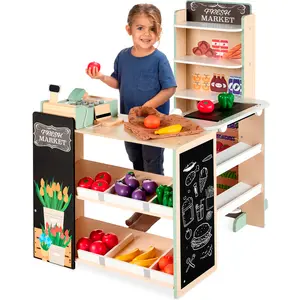 Best Choice Products Kids Pretend Play Grocery Store Wooden Supermarket Set w/ Chalkboard, Cash Register Best Choice Products Kids Pretend Play Grocery Store Wooden Supermarket Set w/ Chalkboard, Cash Register