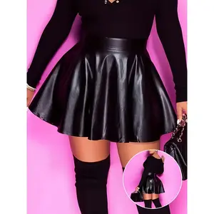 Stylish Plus Size Solid Mini Skirt – High Waist, Casual Fit for Curvy Figures – Women’s Fashionable Clothing with a Flared Design and Comfortable Stretch – A Versatile Spring/Fall Essential with Fast Delivery