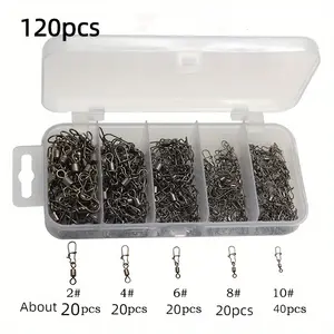 50/120pcs Stainless Steel Pike Fishing Lure with Rolling Swivel and Snap Connector Premium Fishing Snap Swivels with Ball Bearing Connectors - Quick Connect Fishing Lures with Black Nickel Copper Finish