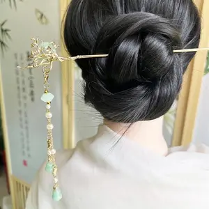 Headwear Sweet Pearl Tassel Flower Pendent Bridal Hair Clip Women Hair Sticks Chinese Hair Fork Korean Hanfu Hairpins