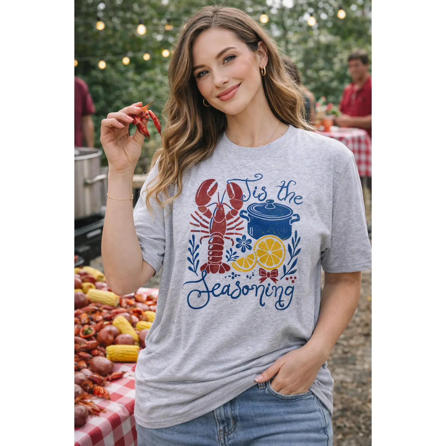 Tees2urdoor Women's Cotton Round Neck Short-Sleeve Fitted T-Shirt - Holiday-Themed "Tis the Seasoning" Print Top, Everyday Casual Streetwear