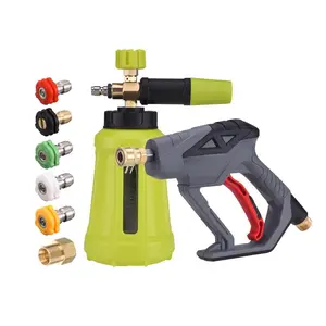 High Pressure Washer Wand with Foam Cannon, Foam Cannon Dual Connector Accessory, Car Wash Foam Wand Kit 1/4 Inch Quick Connector, 5 Pressure Washer Nozzle Tips