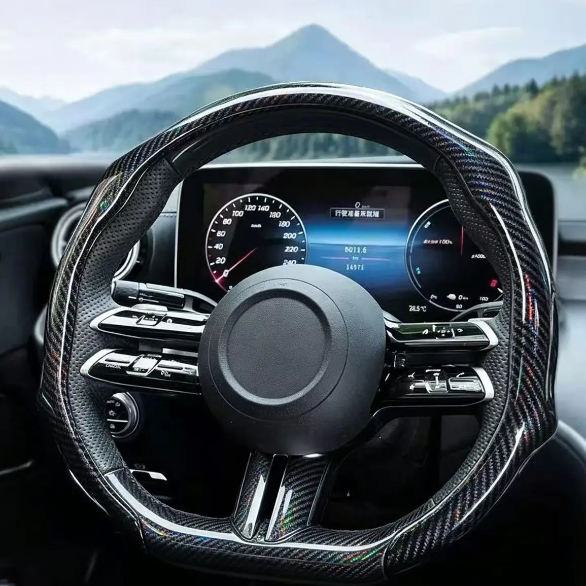 Men's 5D Laser Carbon Fiber Pattern Steering Wheel Cover 15" Universal Fit Quick Turn Non-Slip Ultra-Thin Design Quick Install for All-Season Use Breathable Anti-Slip Leather modern automotive steeringwheelcover easy decorative touch protector summervibes