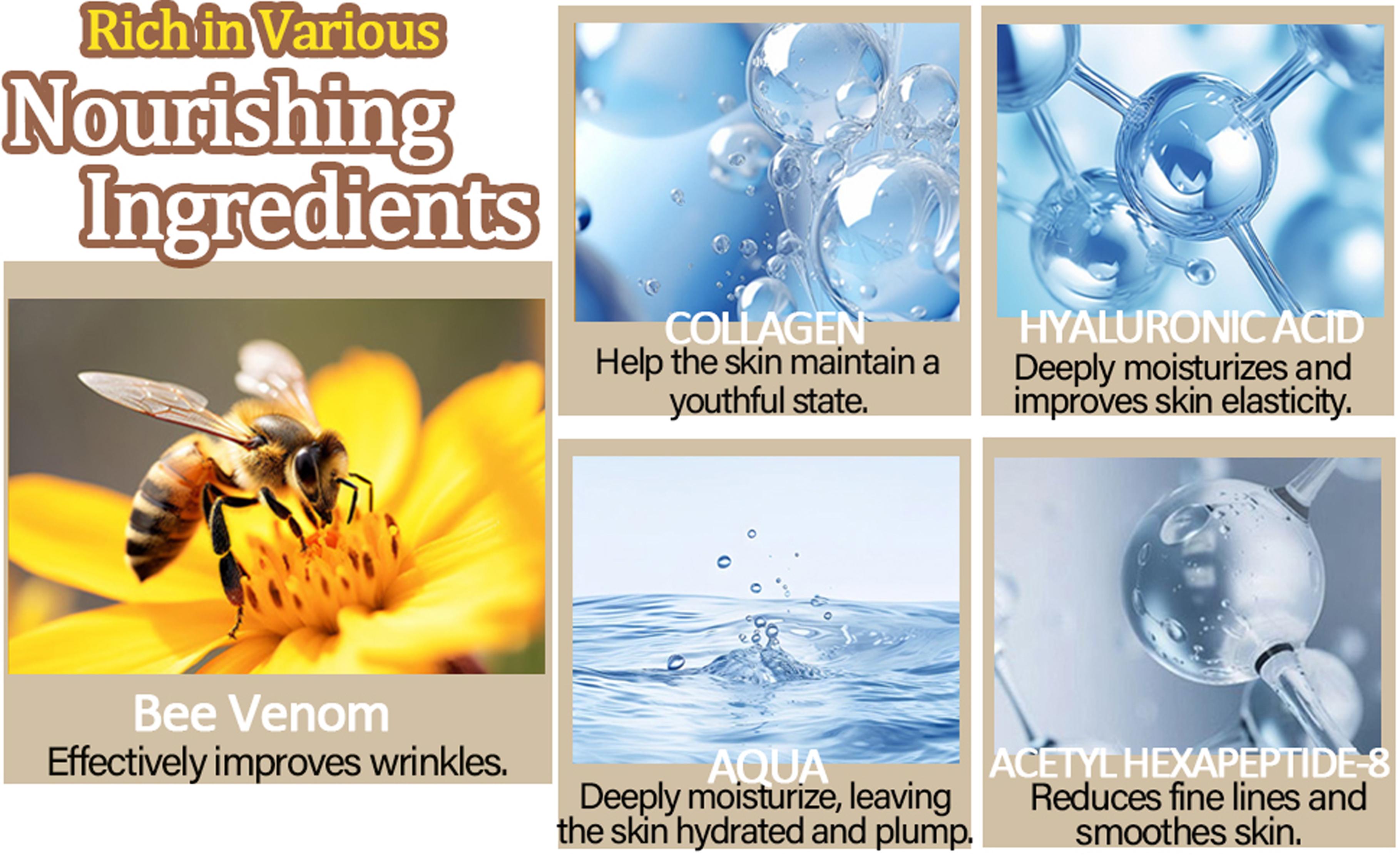 Bee Venom Moisturiser Cream Wrinkle Removal & Firming, Anti-Aging Eye&Face Bee Venom Skin Treatment Cream, Natural And Non-Irritating, Lifting & Recovery For All Skin Type