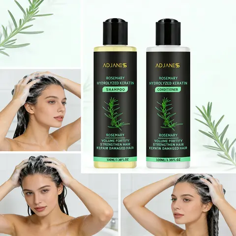 Adjaniss Rosemary Nourishing Oil Control Cleansing Haircare Bundle, Hair Care Products, Shampoo + Conditioner, 100ML Each, Suitable for All Hair Types, Ideal Travel Choice